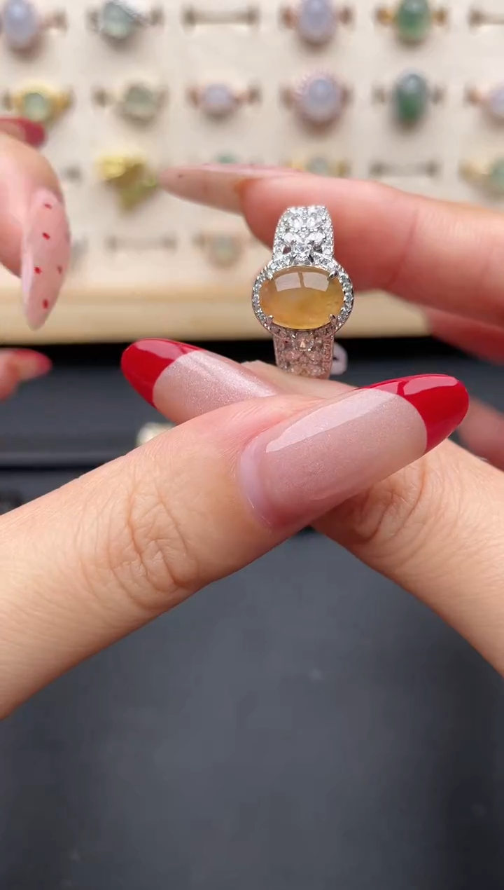 【闪购商品】翡翠戒指银S925镶嵌一物一证一礼盒