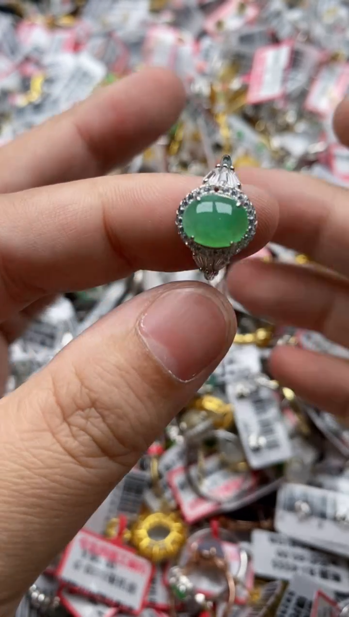 【闪购商品】翡翠戒指银S925镶嵌55555--9