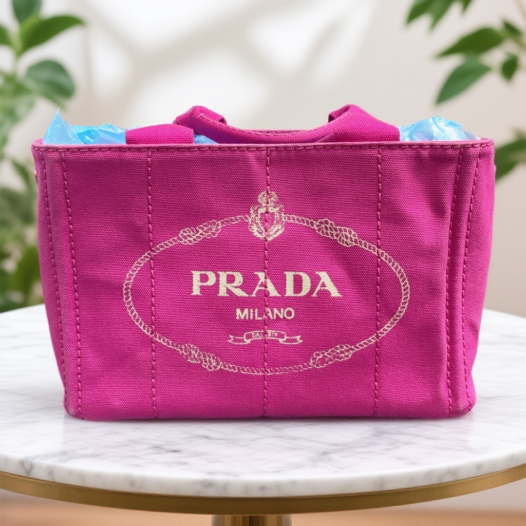 95新 Prada/普拉达 玫红色托特包 1837 4520