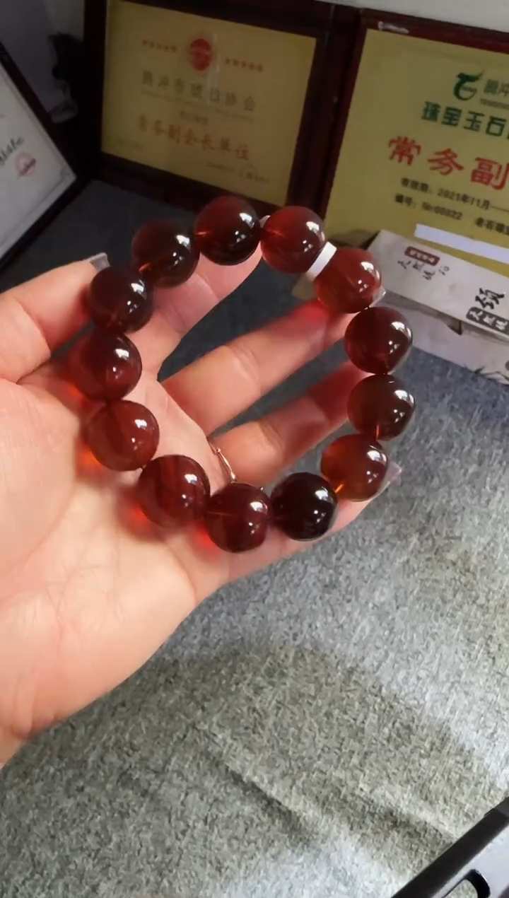 手串琥珀未镶嵌#16缅甸琥珀紫罗兰手串19mm