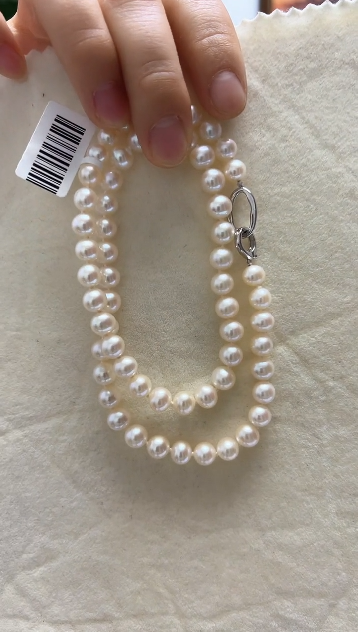 【闪购商品】淡水珍珠项链银S925镶嵌7-8项链小静珍珠