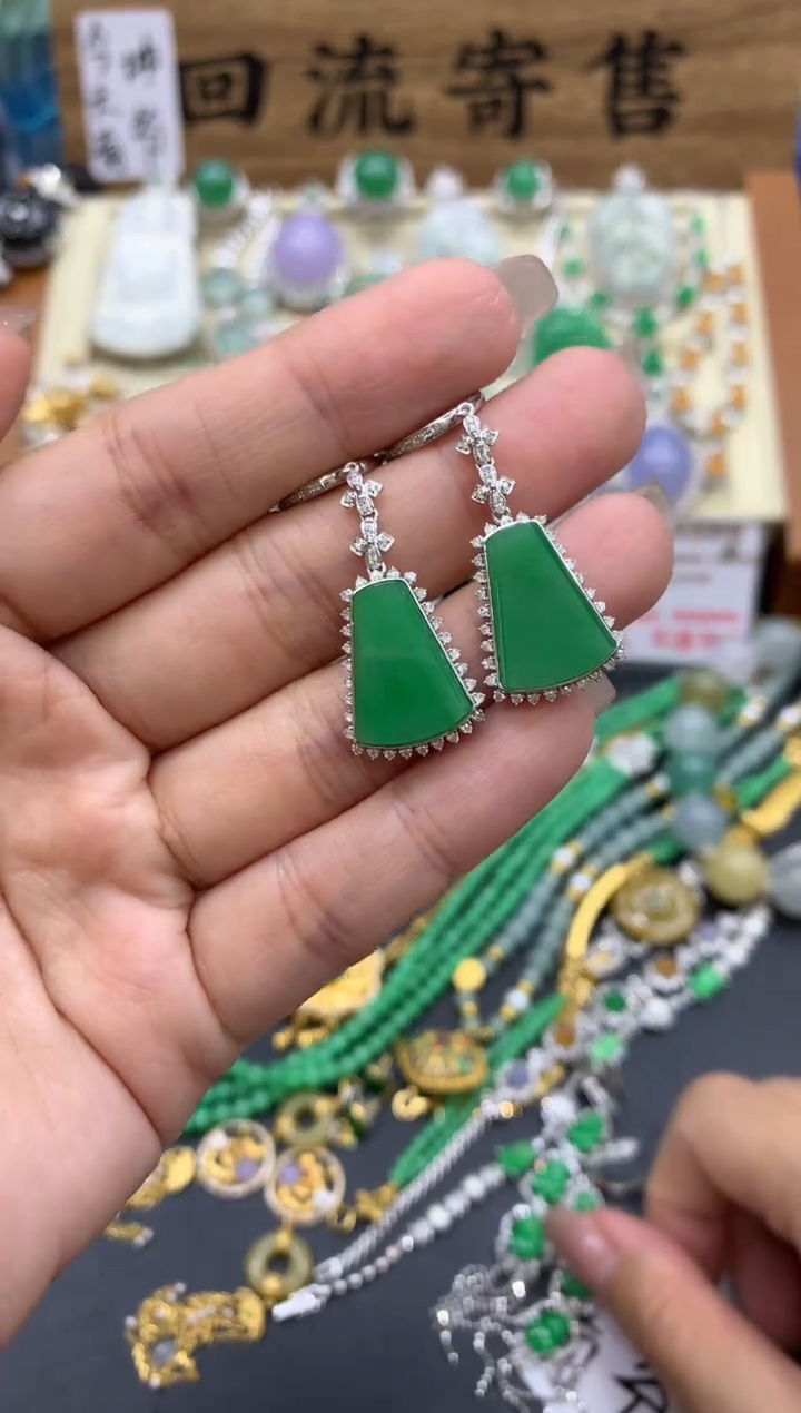 【闪购商品】翡翠耳饰18K金镶嵌427-中国好珍宝