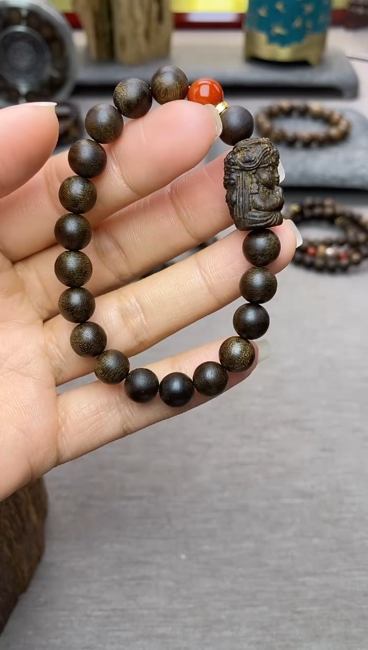 【闪购商品】沉香手串顺化紫棋玉化料08+扎基设计 单圈沉水