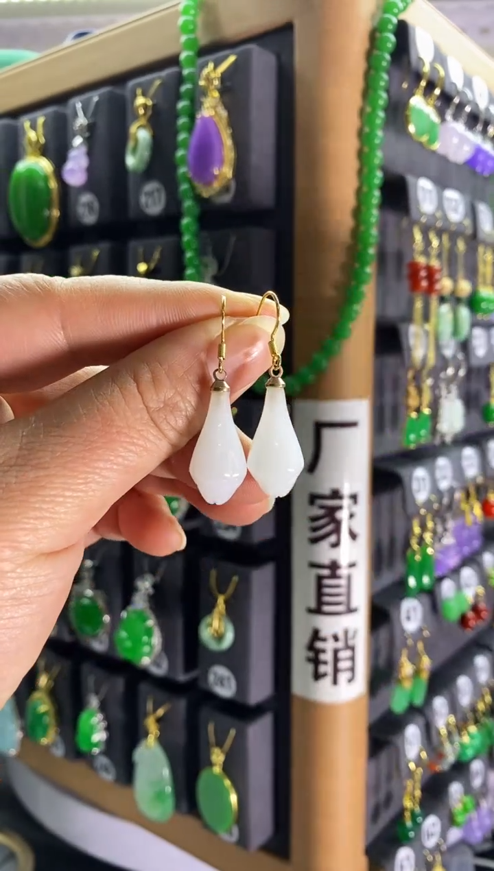 【闪购商品】和田玉耳饰银S925镶嵌06