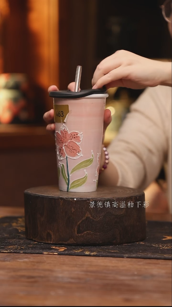 陶瓷景德镇高温釉下手绘陶瓷@L463@