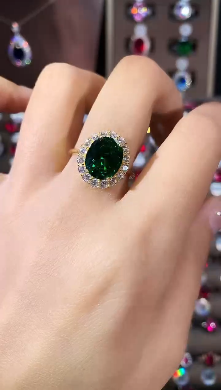 无925银莎弗莱绿色戒指