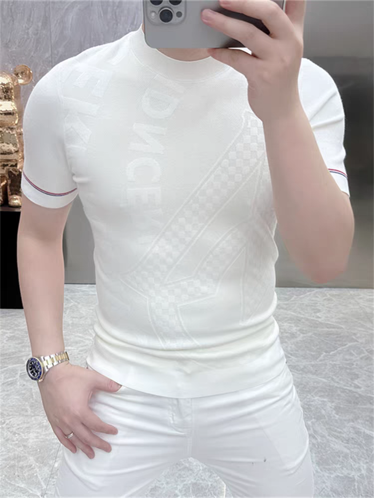 度尚-2025夏季新款男士高品质轻奢针织百搭打底时尚圆领短袖25238