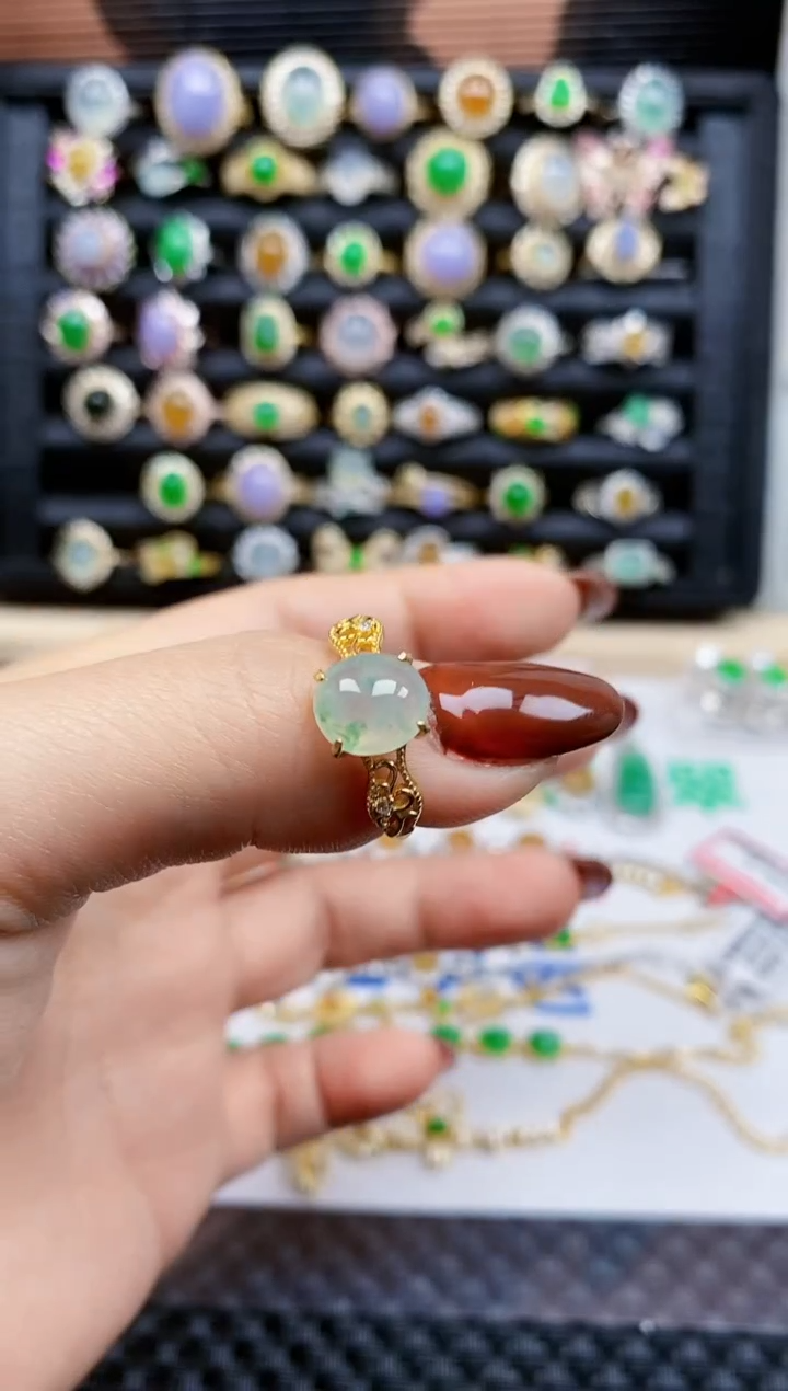 银S925镶嵌戒指翡翠293