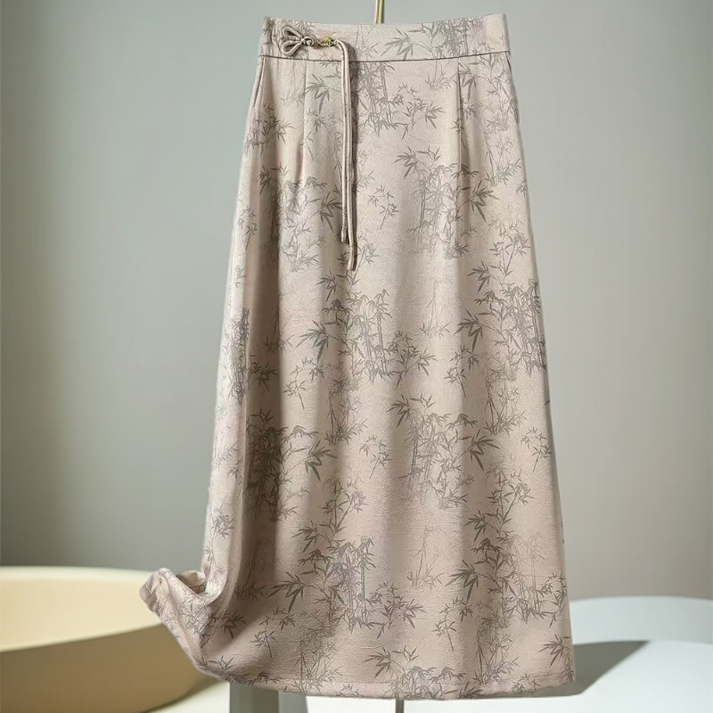 桑蚕丝一步裙半身裙新中式国风水墨印花小众设计款夏季舒适透气