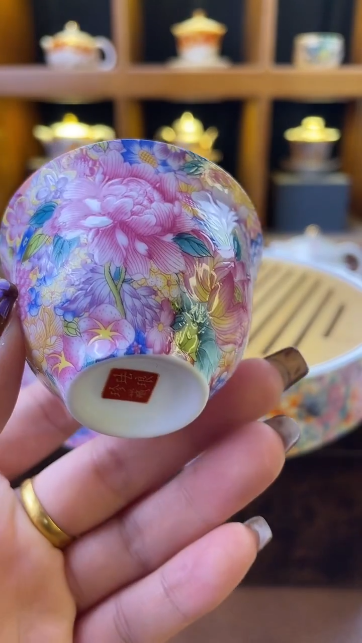 摆件陶繁花客杯111111111111