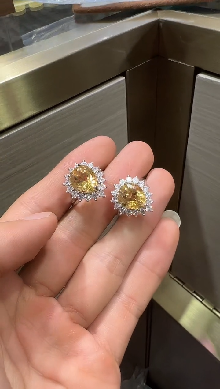 水晶戒指银S925镶嵌黄水晶戒指 多样性发一