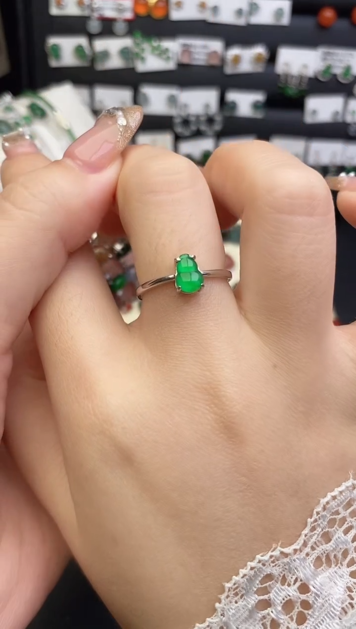 银S925镶嵌戒指翡翠0