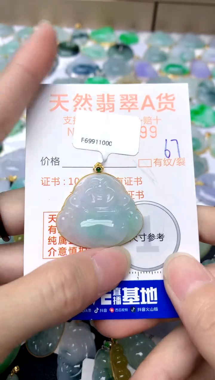 【闪购商品】翡翠颈饰18K金镶嵌67天然A货翡翠