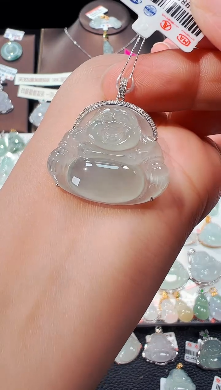 【闪购商品】翡翠吊坠(不含链)18K金镶嵌佛公吊坠052