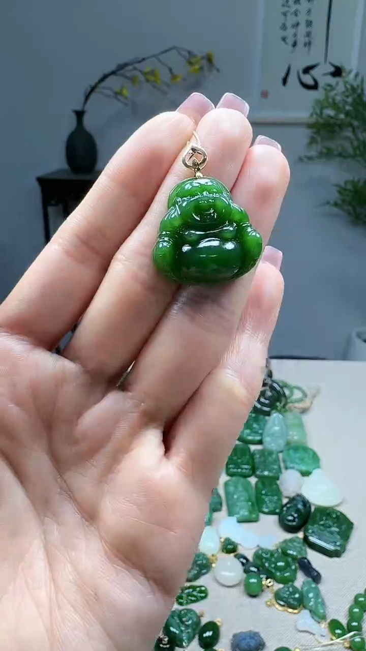 吊坠(不含链)18K金镶嵌和田玉1
