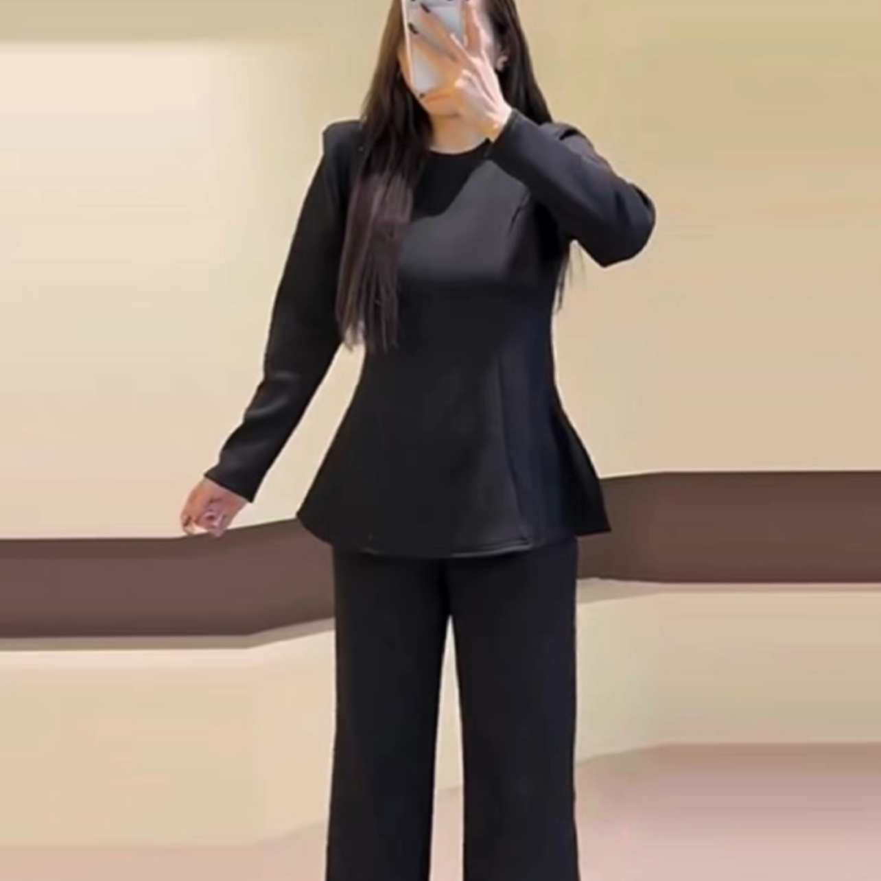 〖猫姐衣橱〗秋季新款加厚绒时尚直角肩收腰套装1758