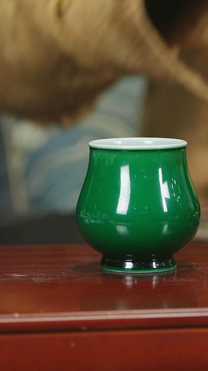 【闪购商品】瓷唐里郎窑绿玫瑰花杯