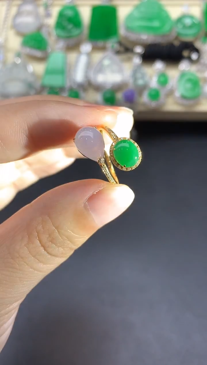 18K金镶嵌戒指翡翠285-中国好珍宝