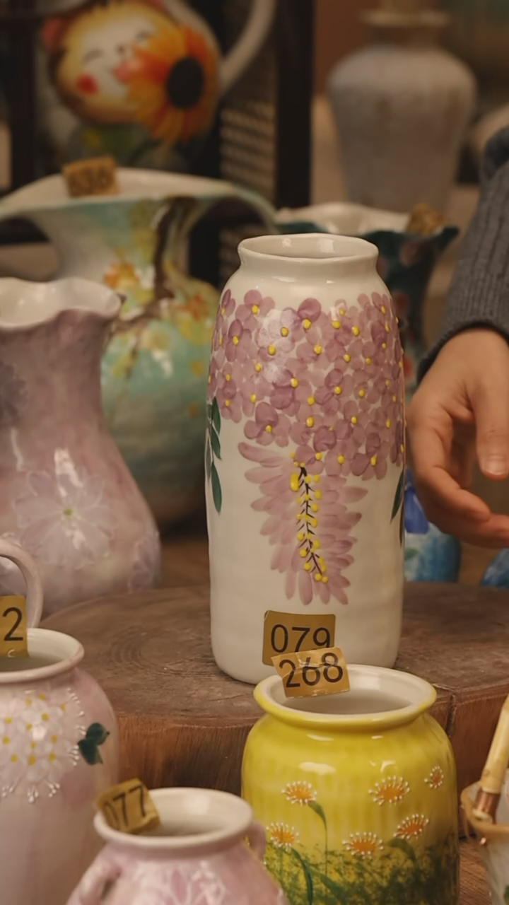 陶瓷景德镇设计师手作花器摆件侘寂风@M079@