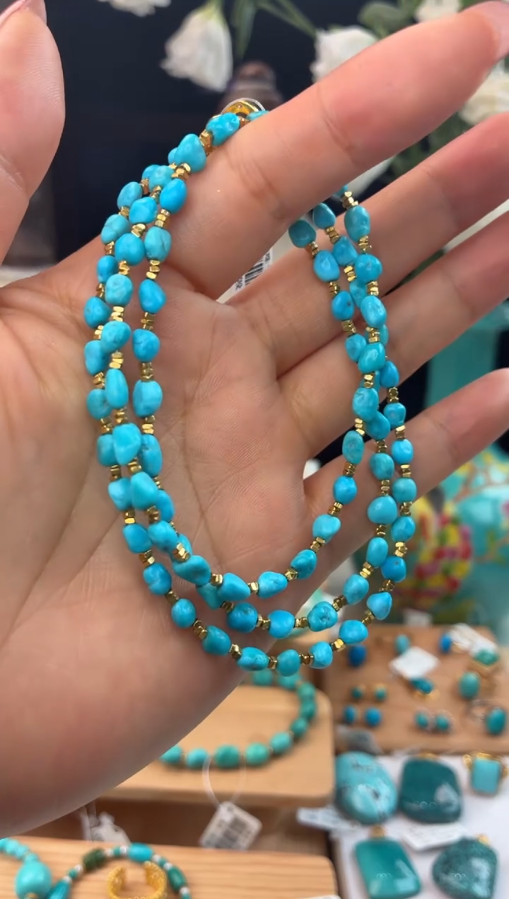 银S925镀金镶嵌绿松石项链1