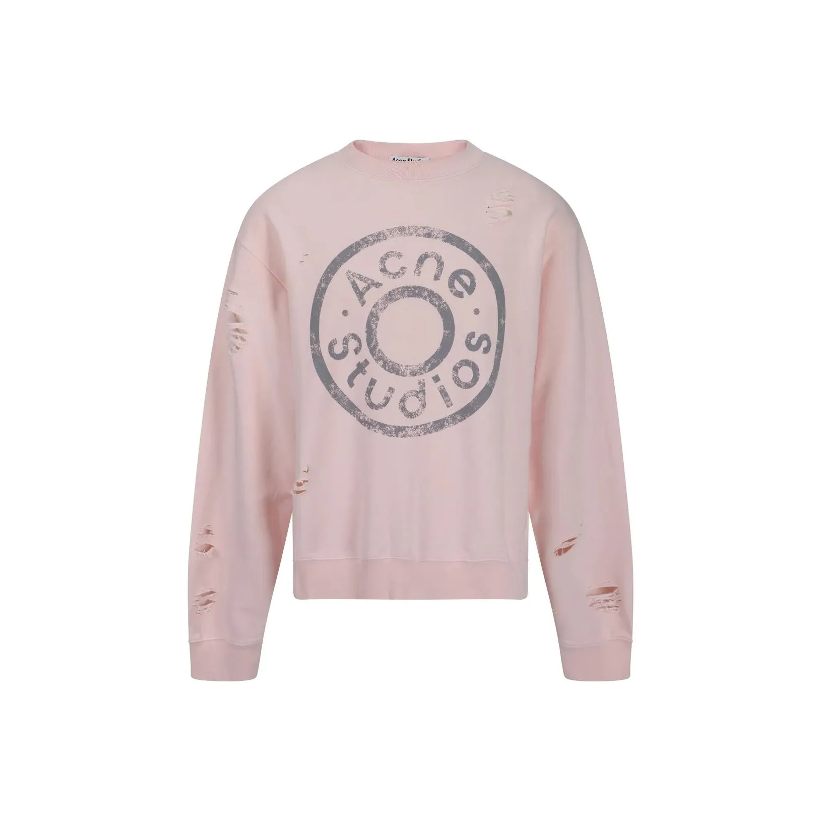 Acne Studios 破洞徽标圆领套头长袖卫衣 男女同款 粉色 ZC