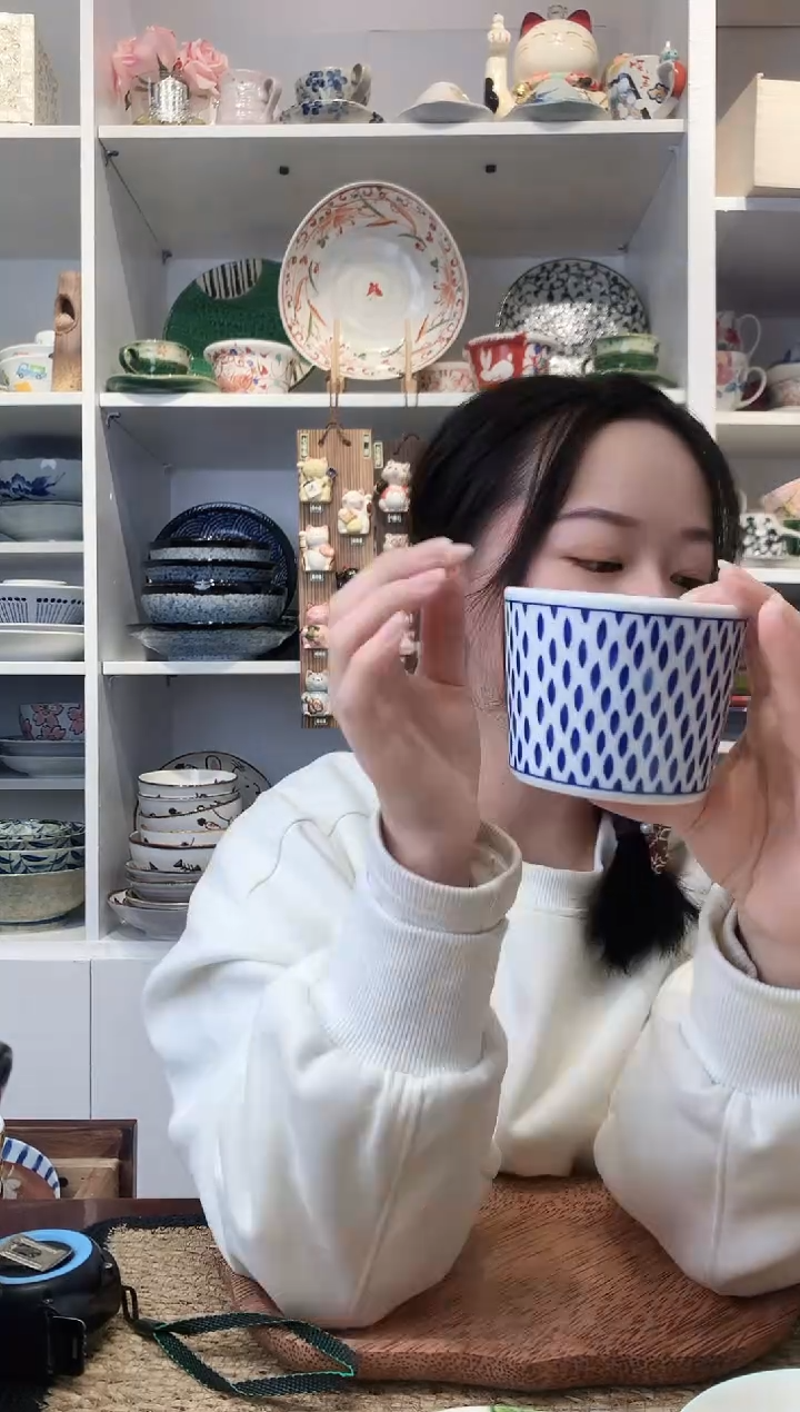 陶瓷美浓烧苍露猪口杯