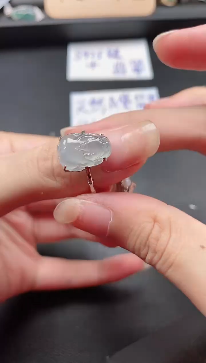 翡翠戒指银S925镶嵌51511