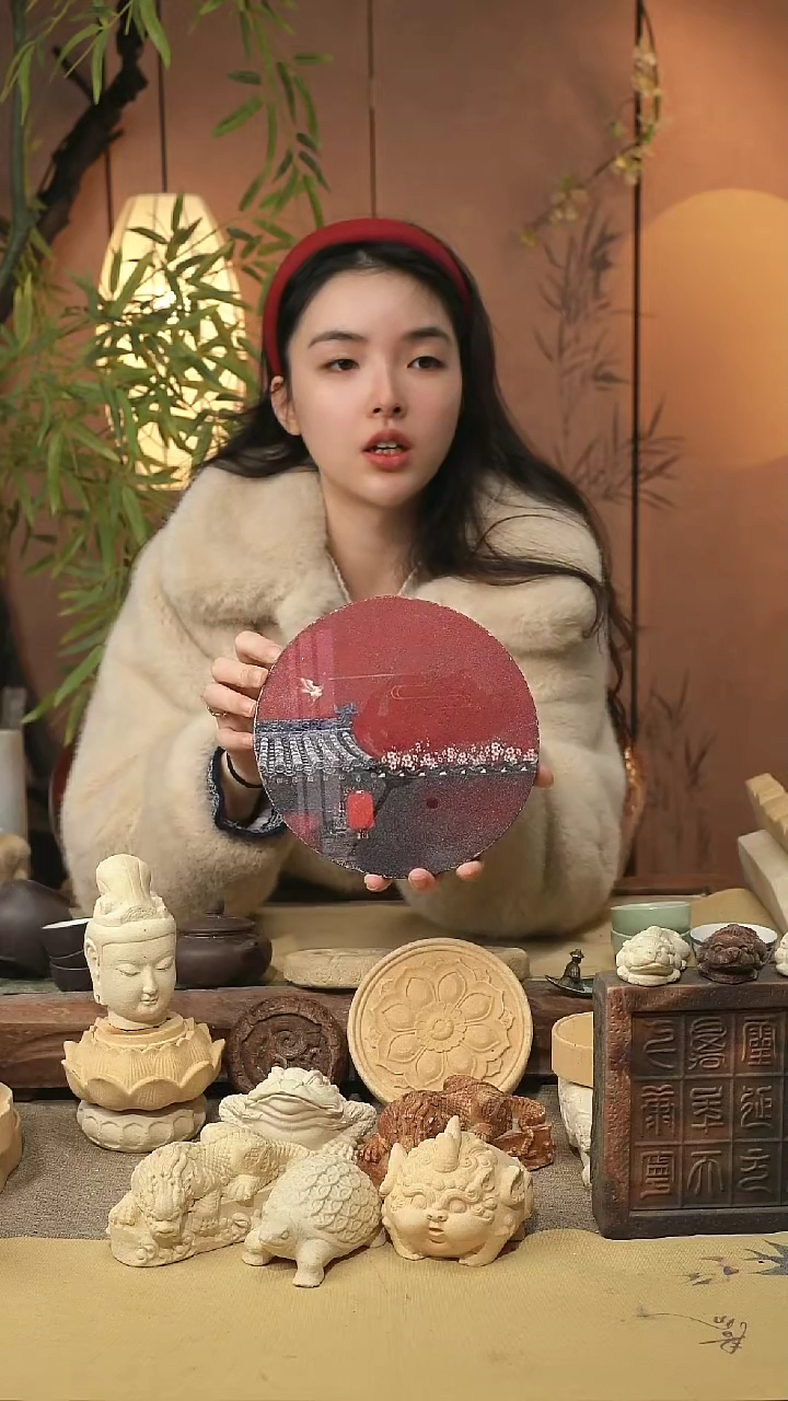 陶土祥瑞彩绘茶盘