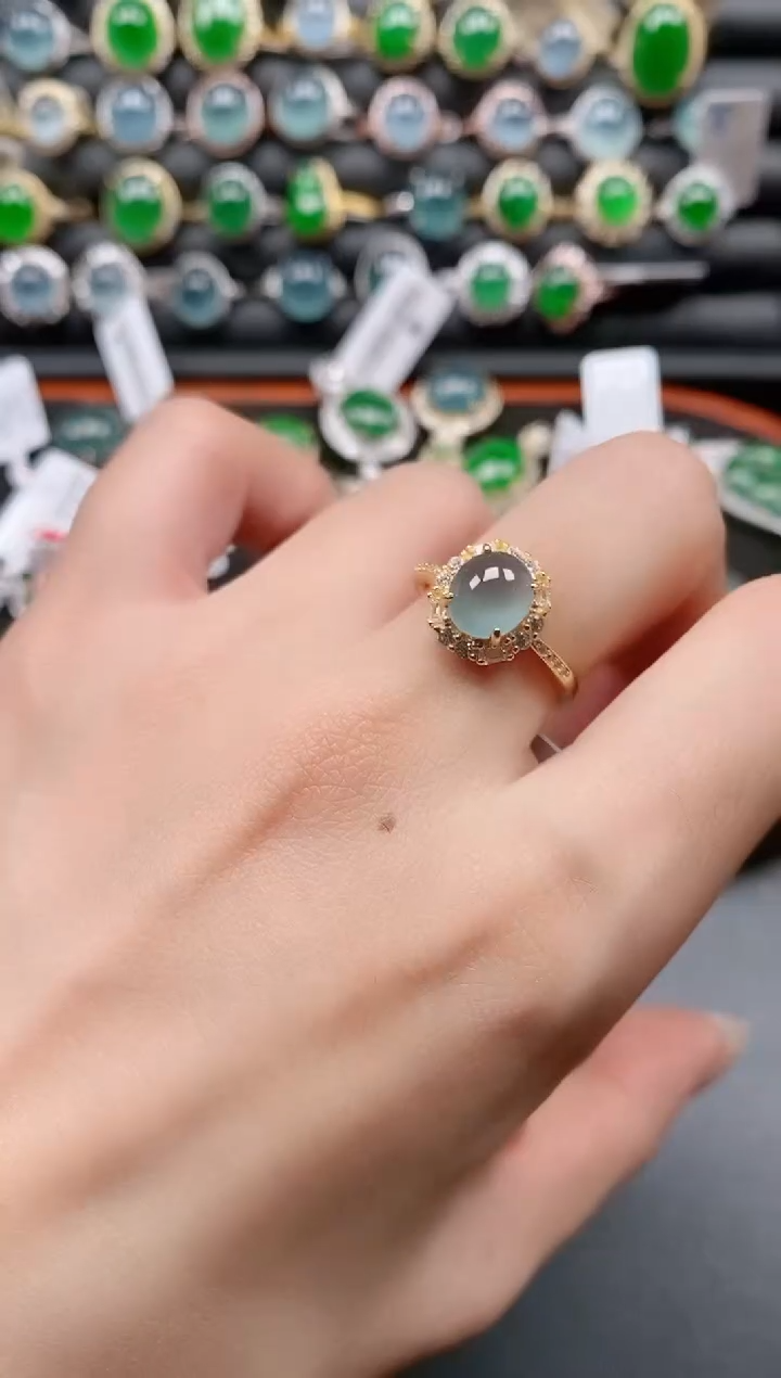 银S925镶嵌戒指翡翠111