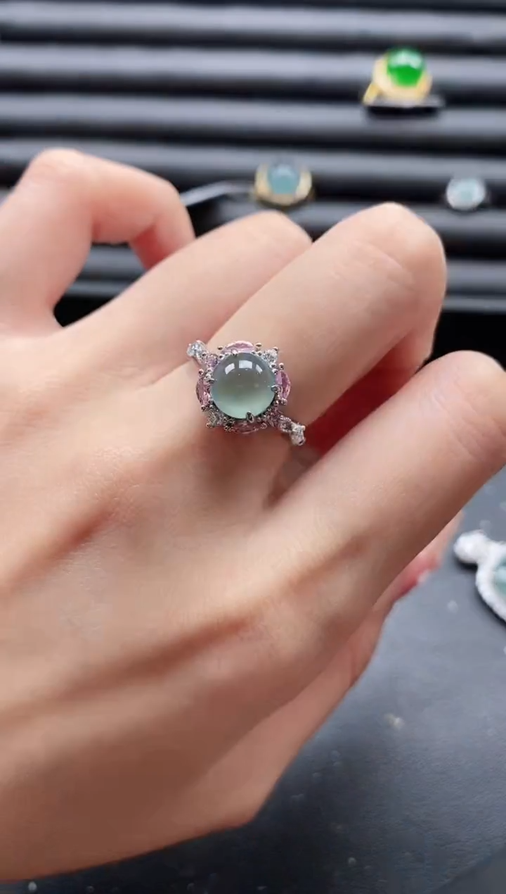 【闪购商品】翡翠戒指银S925镶嵌5151-9