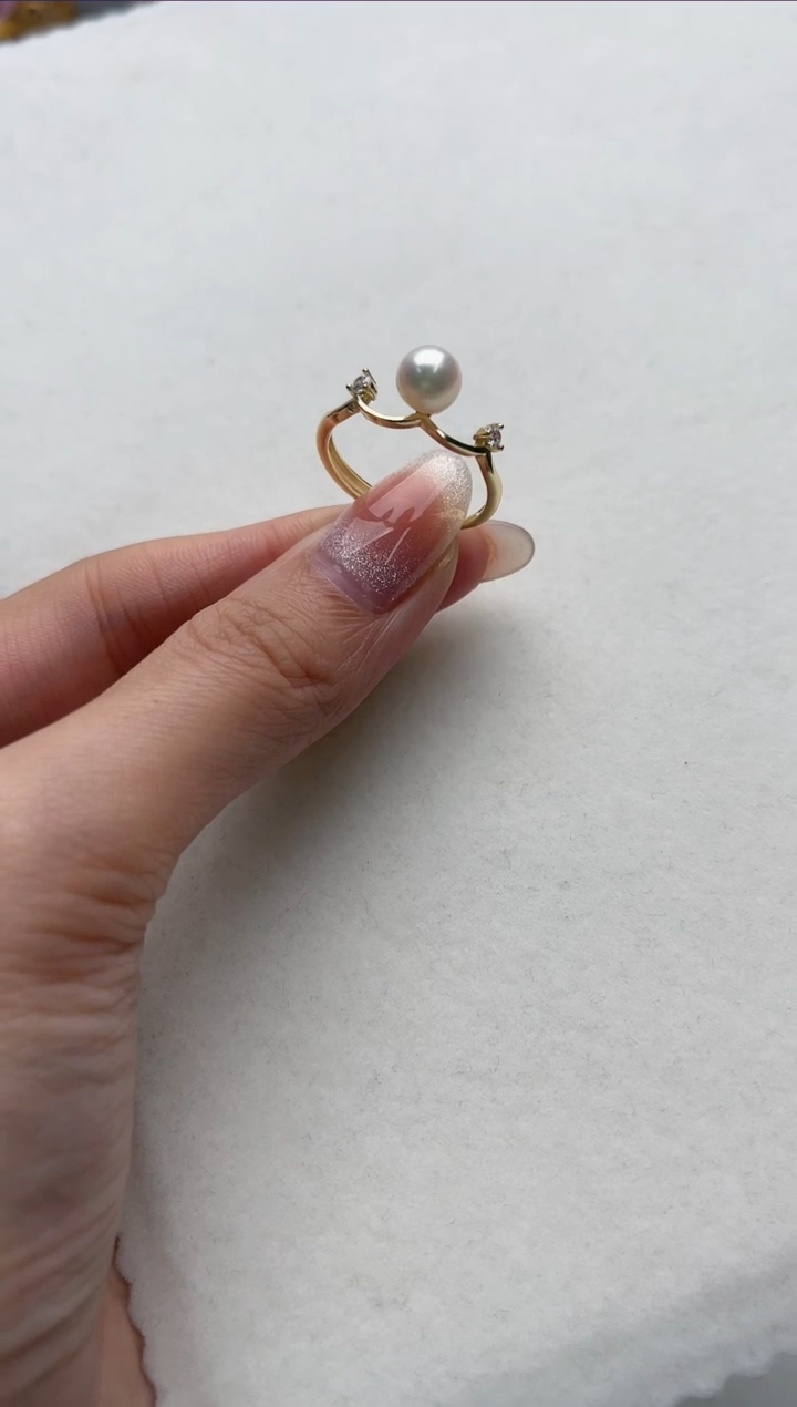 【闪购商品】海水珍珠戒指银S925镶嵌aj3640