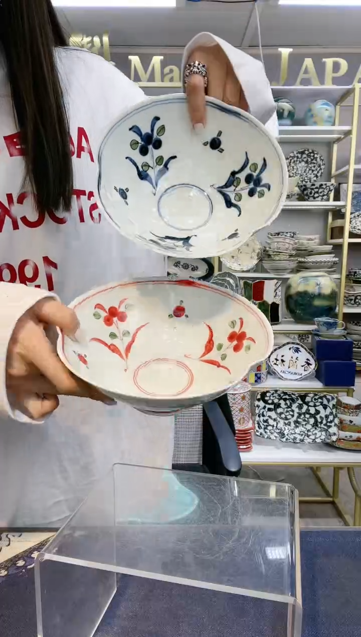 瓷一诚陶苑手绘万历大面碗18.3cm2件套
