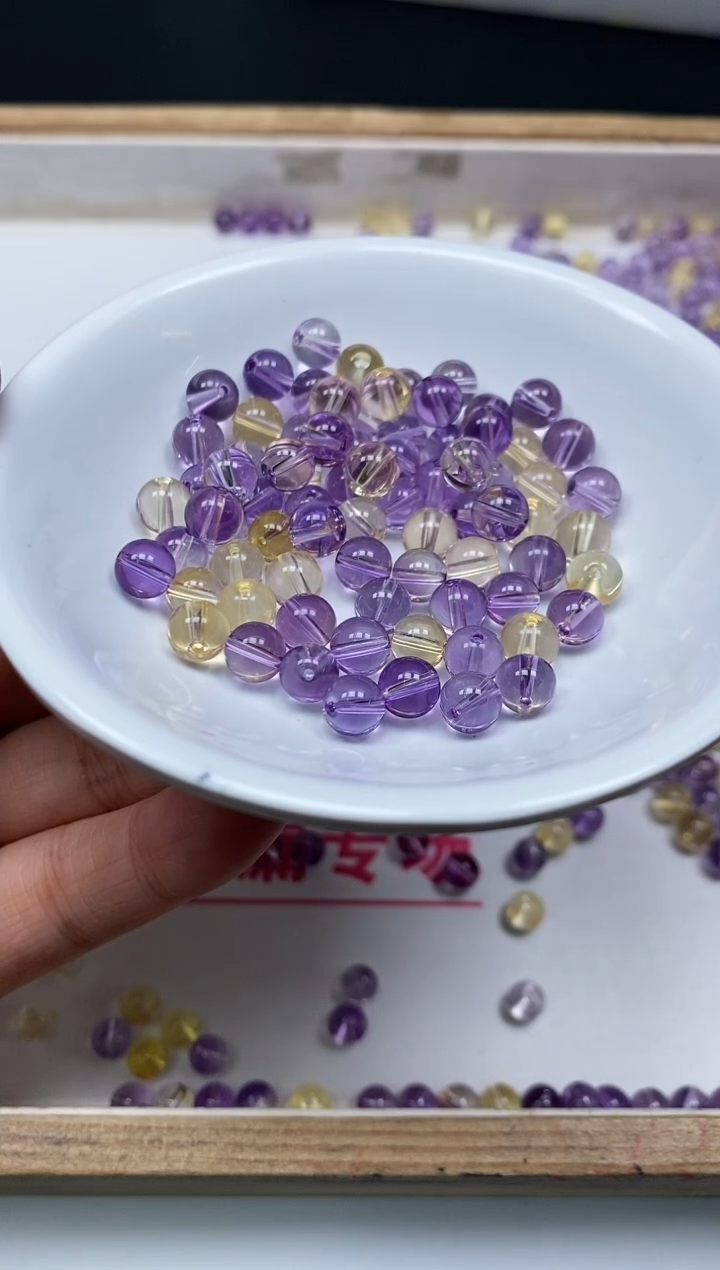 水晶珠宝半成品未镶嵌M5801 紫黄水晶6mm20个15元
