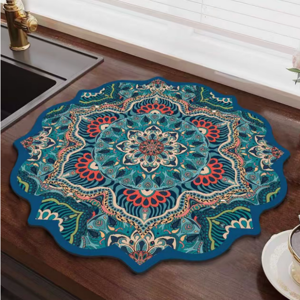 清 外贸出口桌面洗衣机洗手台沥水垫灶台硅藻泥防滑吸水垫隔热垫