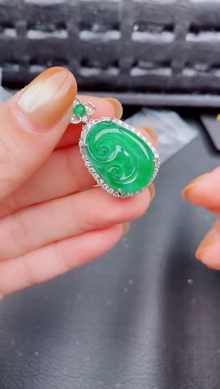 【闪购商品】翡翠颈饰银S925镶嵌天然a货翡翠1116