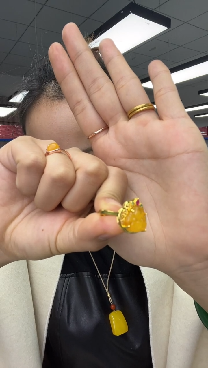 未镶嵌蜜蜡戒指蜜蜡佛公开口戒指