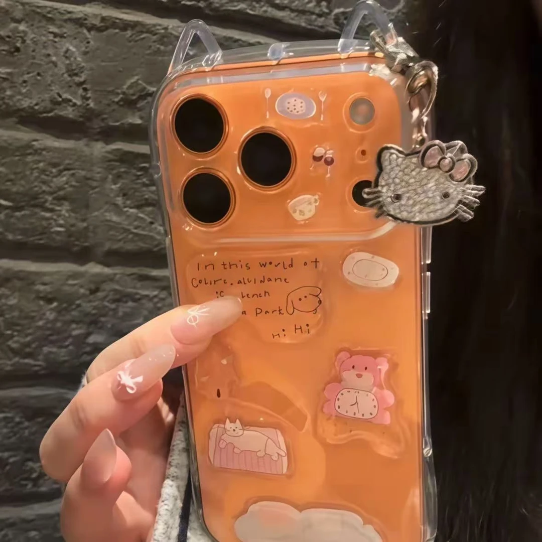 小蛮腰透明猫壳适用苹果iPhone17手机壳14/15/13pro/16全包女款壳