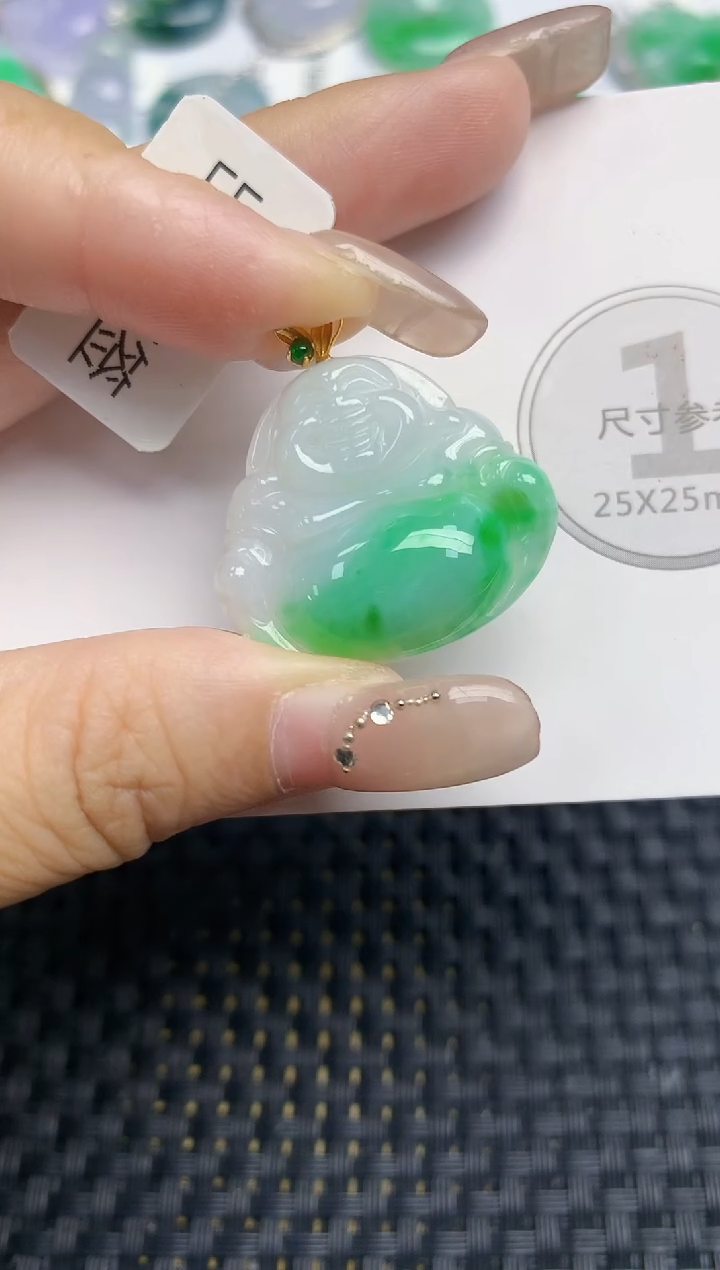 颈饰18K金镶嵌翡翠天然缅甸A货翡翠百元以上9元证书费自理