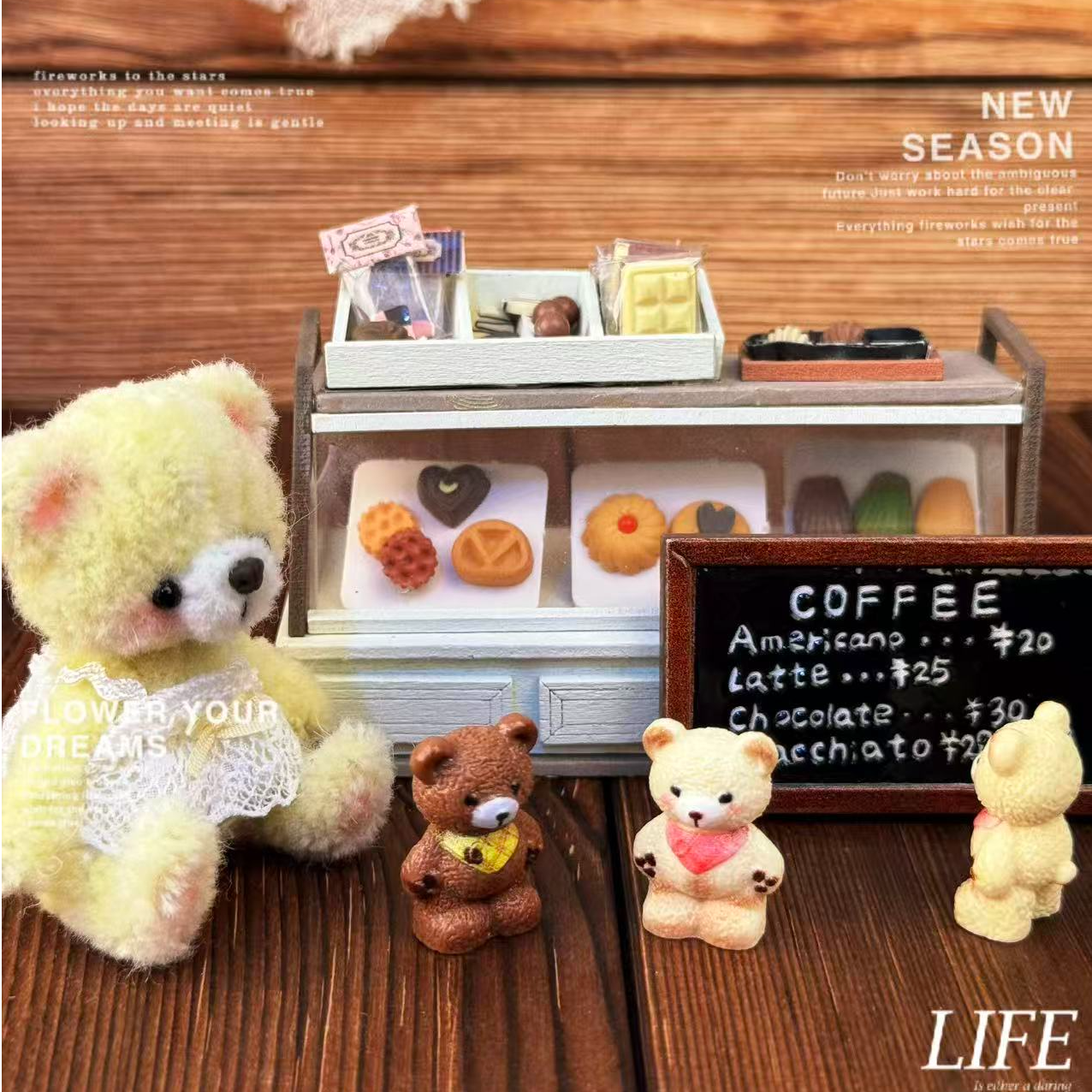 【开芯定制】迷你围巾小熊 高品树脂仿真食玩 树脂配件手机饰