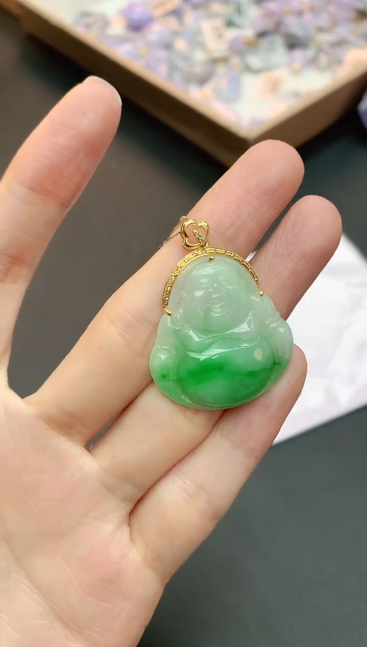 【闪购商品】翡翠颈饰18K金镶嵌赠礼盒证书 小君
