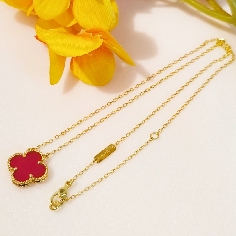 重金 单花红玛瑙套链 18k金镶嵌15MM 精美百搭 k黄k玫 多样性发一