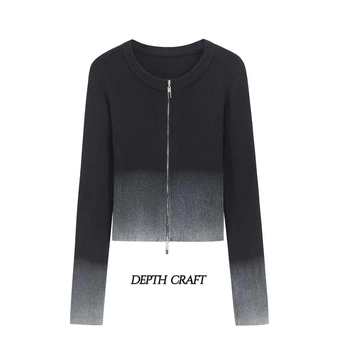 深绎[乐澄]针织毛针织衫上衣钻饰弹力针织开衫毛衫黑色女装女