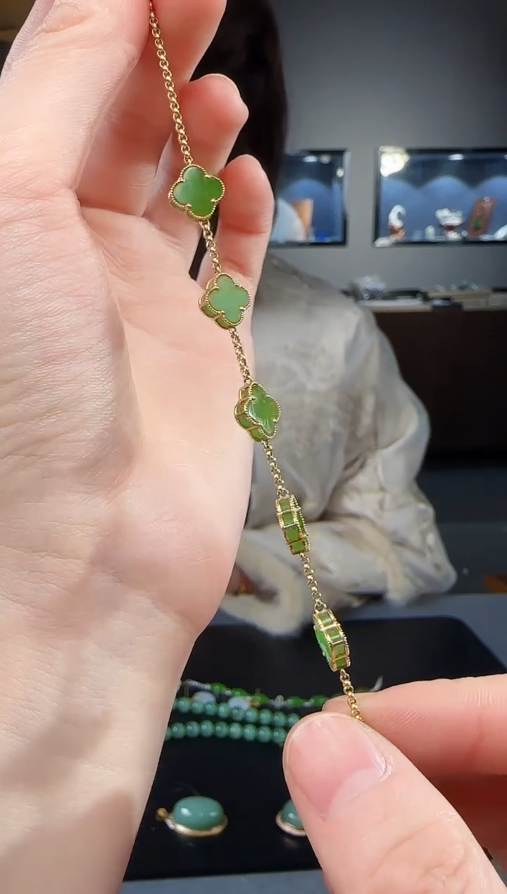 【闪购商品】和田玉手链18K金镶嵌1