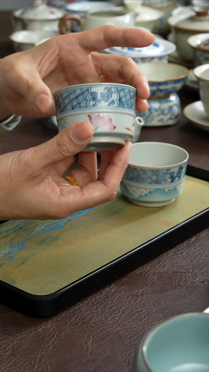 【闪购商品】景德镇荷花竹节杯