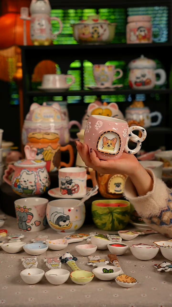 陶瓷无盖款景德镇高温釉下彩纯手绘创意瓷