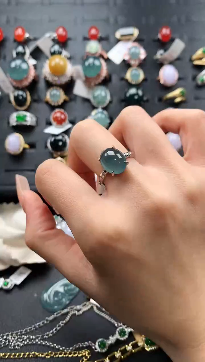 【闪购商品】翡翠戒指银S925镶嵌7347546745
