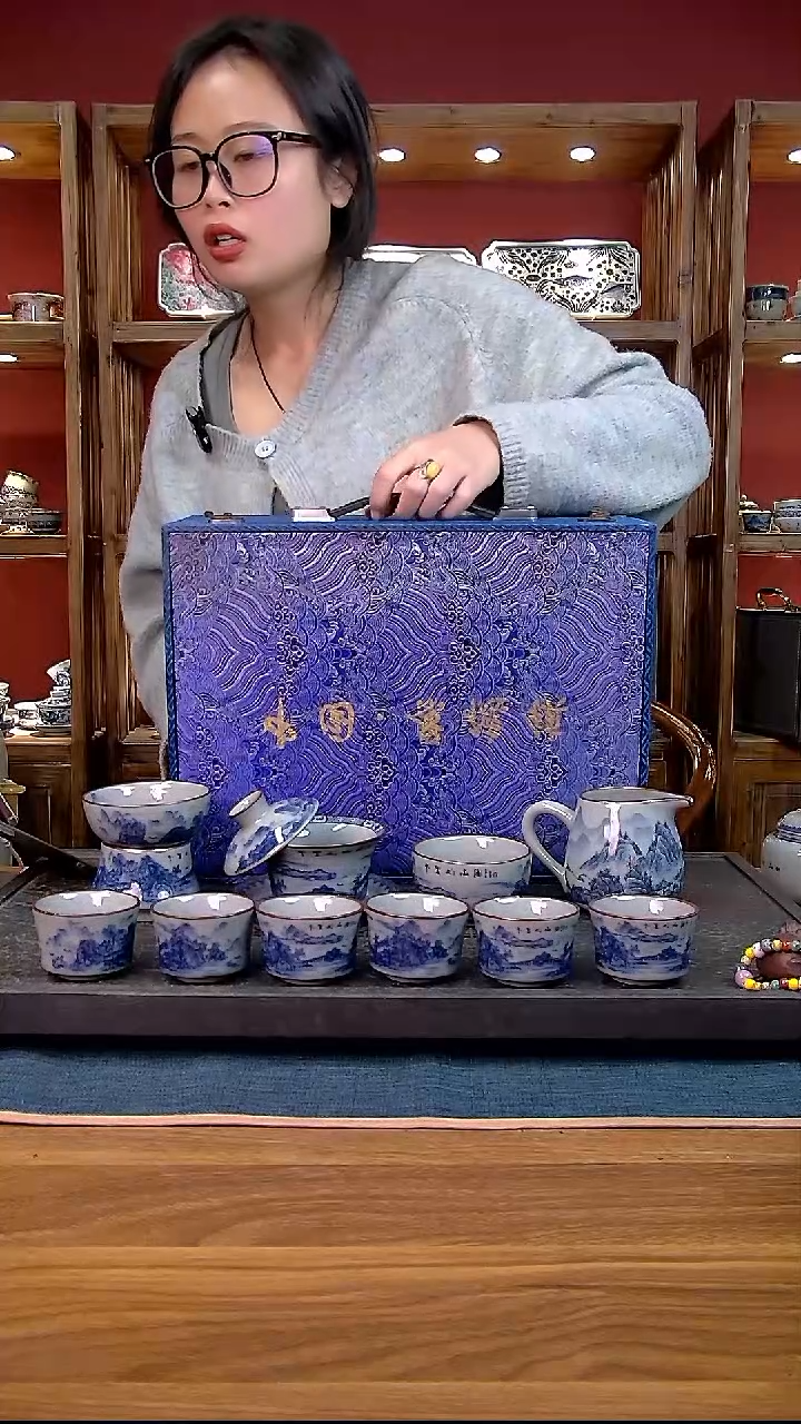 礼盒款10件套 老陶泥开片纹陶瓷茶具