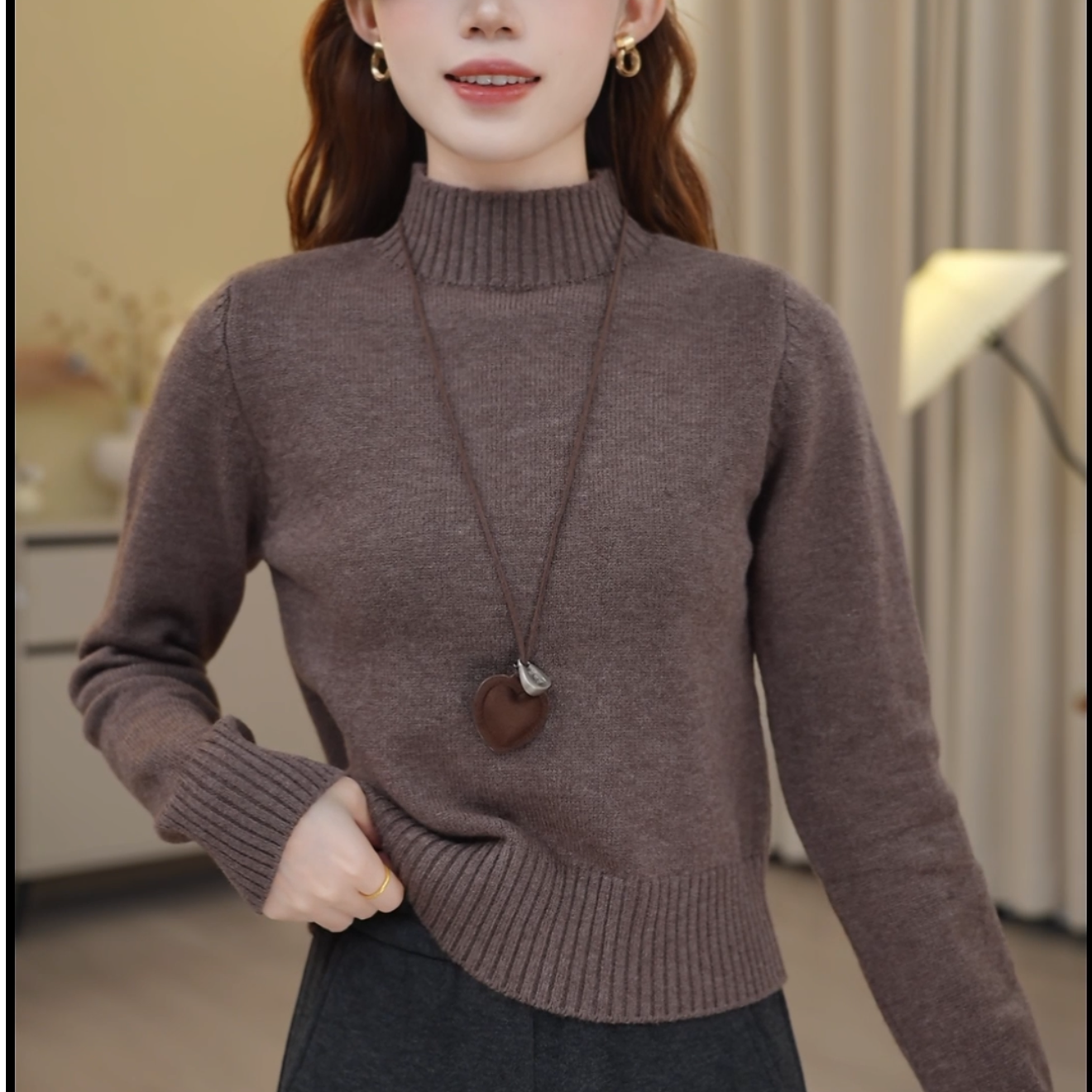 2025年秋冬韩版宽松慵懒圆领网红时尚小个子定制简约百搭高领毛衣