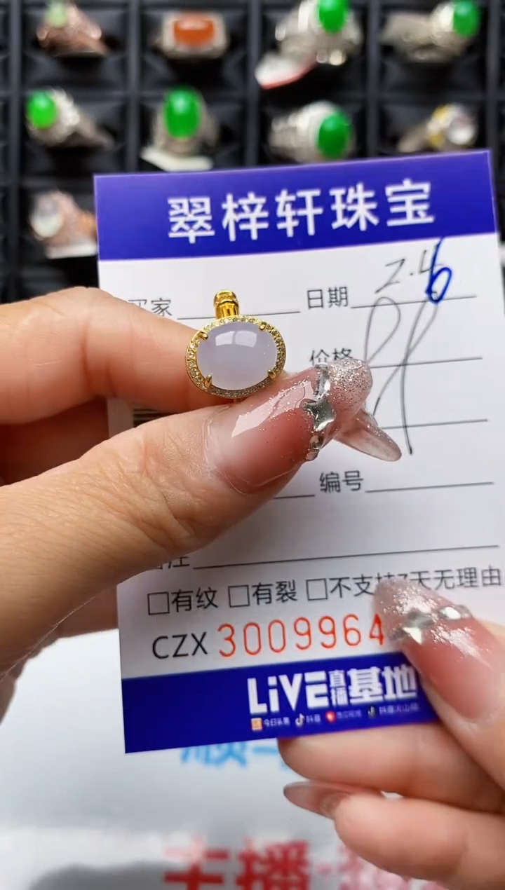 【闪购商品】翡翠戒指银S925镶嵌9964