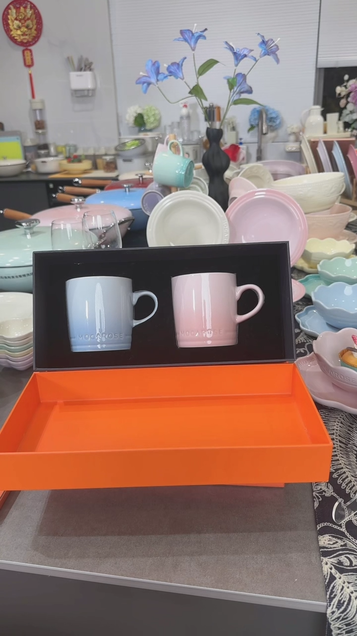 【闪购商品】瓷【春日之约】樱花粉+尼罗蓝对杯礼盒
